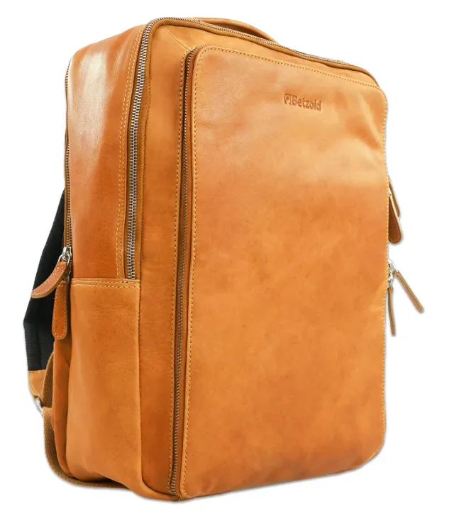 Betzold Jumba Lehrer-Rucksack aus Rindsleder 15-Zoll-Laptopfach