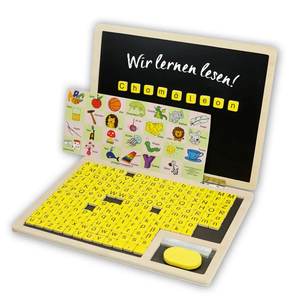 TimeTEX Lese-Klapp-Computer Lernspiel Holz 189-tlg. magnetisch