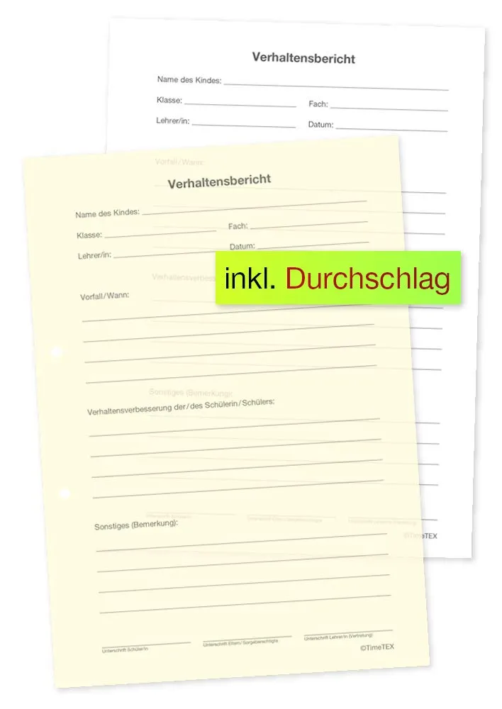TimeTEX Schüler-Verhaltensberichte Block A5 50 Blatt