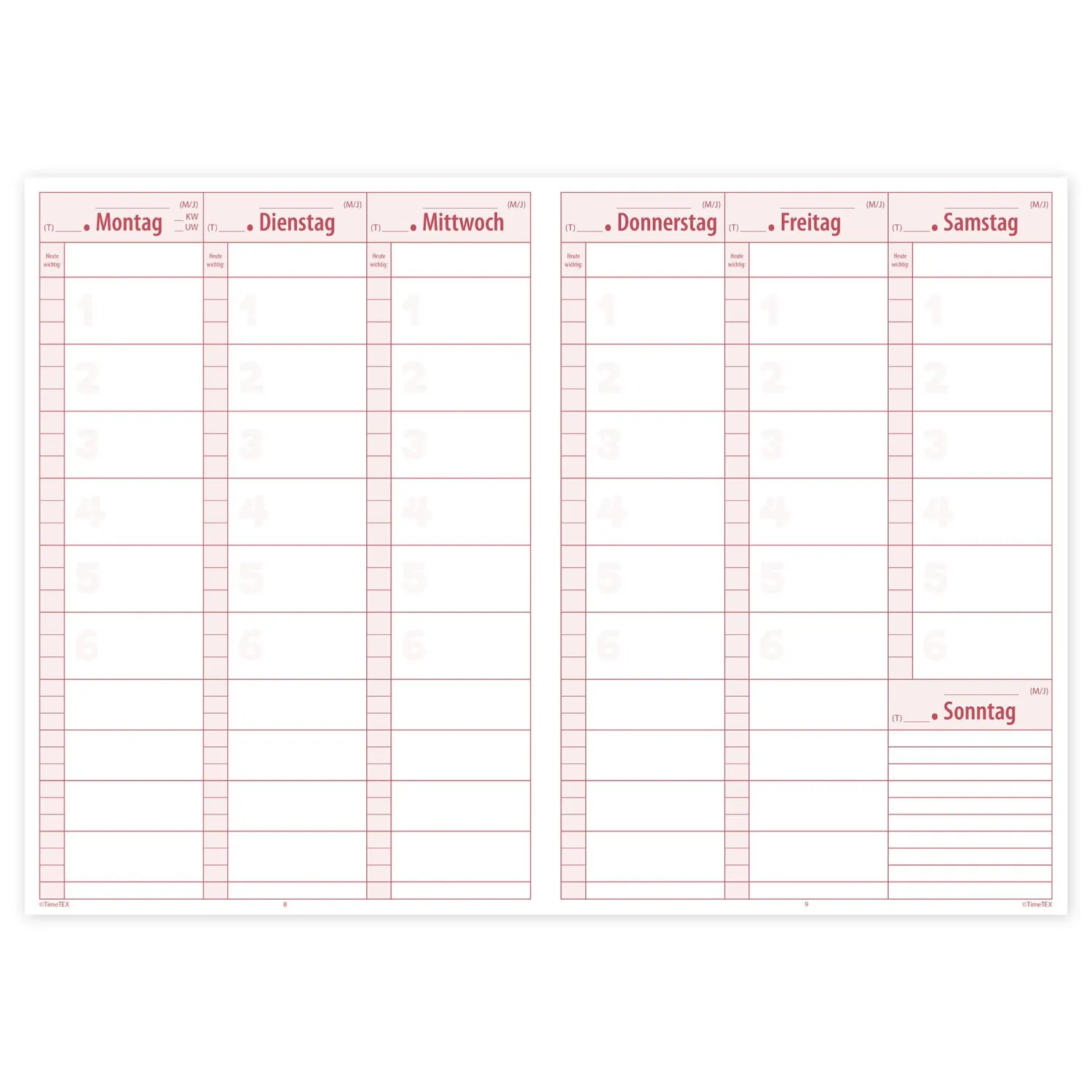 TimeTEX Unterrichts-Planer 10782 Heft A4 Rot-Braun
