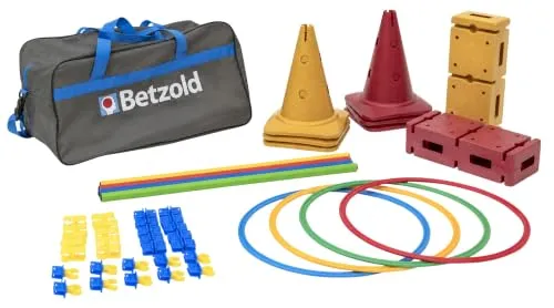 Betzold Bewegungsbaustelle Turnset mit Reifen Kegeln und Stangen