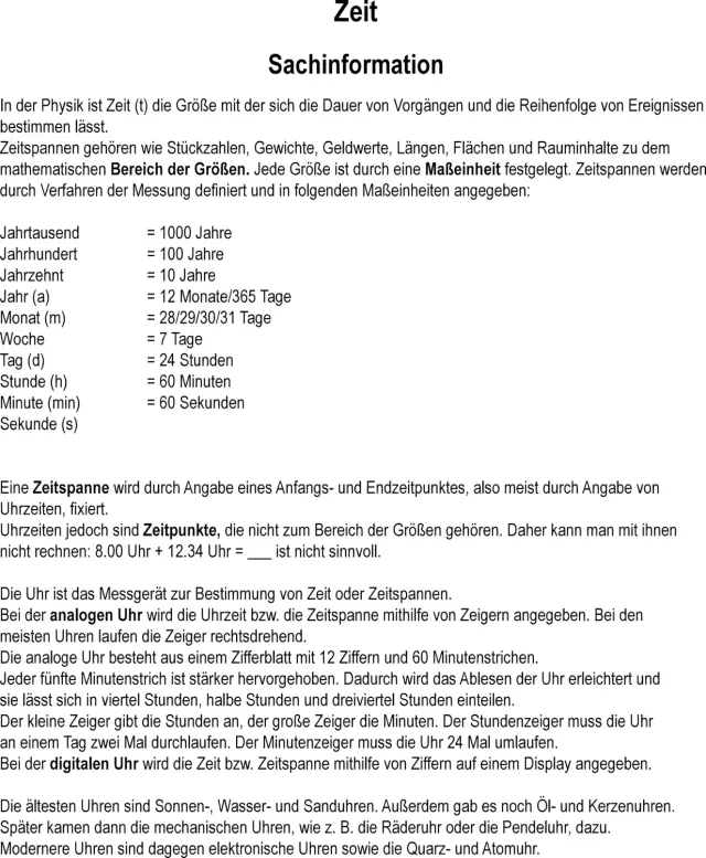 Betzold Zeit erfahren messen rechnen Mappe Klasse 1-4