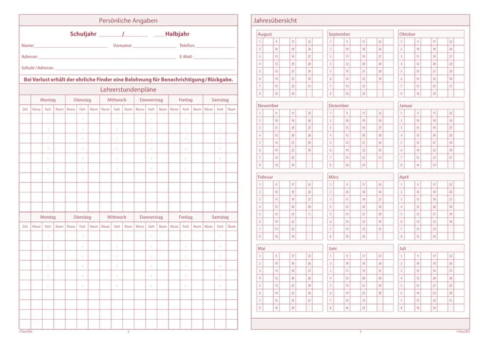 TimeTEX Schul-Notenheft Heft