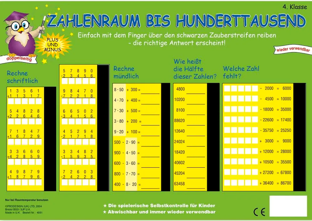 TimeTEX Zaubertafel Mathematik mit Selbstkontrolle