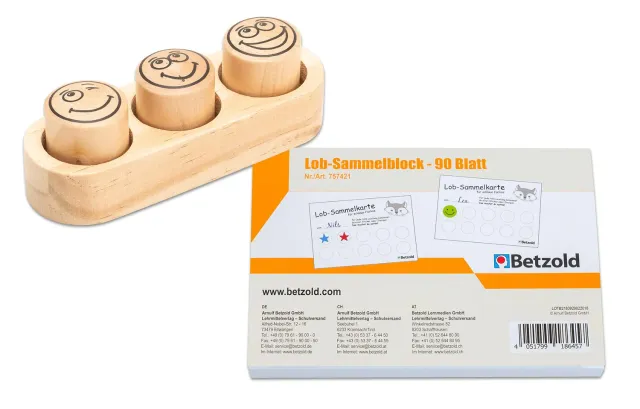 Betzold Belohnungsset Holzstempel Lob-Sammelblock 90 Blatt