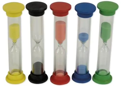 TimeTEX Sanduhren-Set Holzkappen 5-teilig bunt
