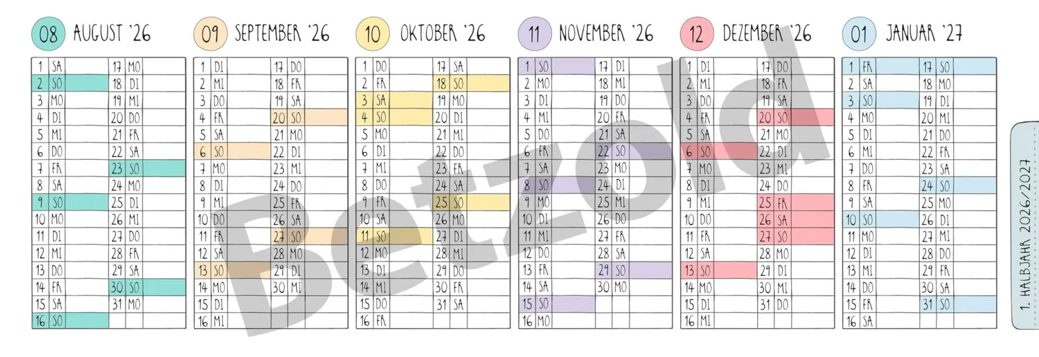 Betzold Tischkalender Schule Querformat August-Juli