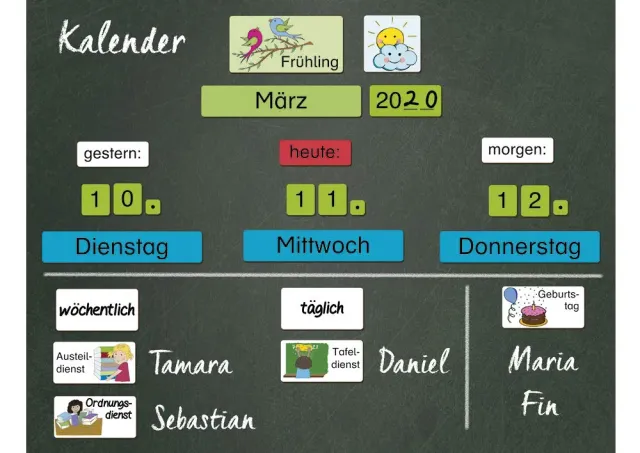 TimeTEX Magnetischer Kalender 94938 79-teilig mit Diensten