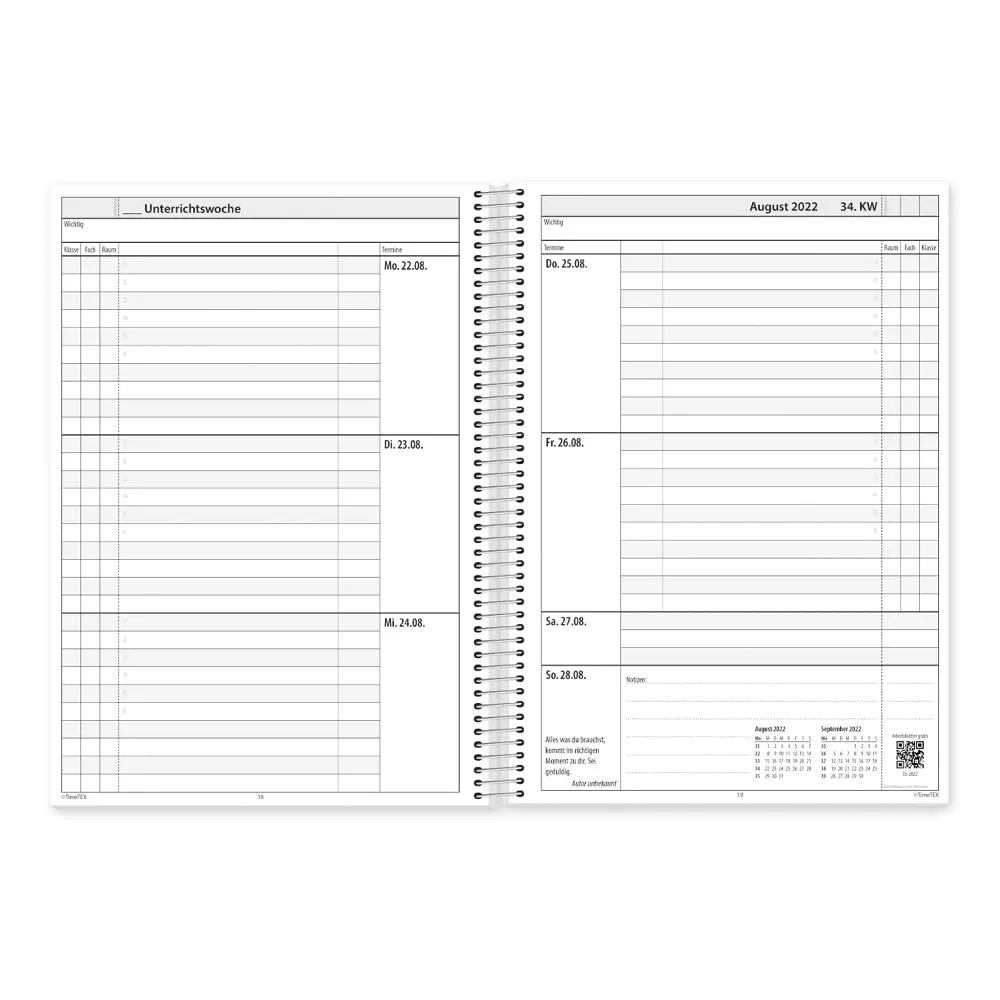 TimeTEX Trend-Schulplaner A5 2026-2027 Ringbuch